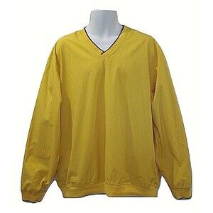 Izod Windbreaker Yellow Golf Pullover Mesh Lined Side Zip Pockets Mens Size XL
